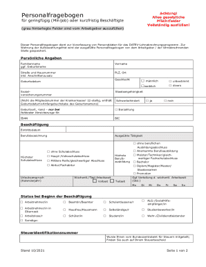 German Minijob Employment Form