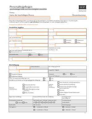 German Employee Information Form