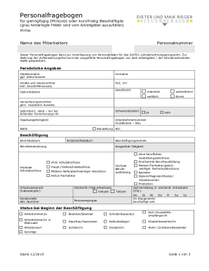 German Minijob Employment Form