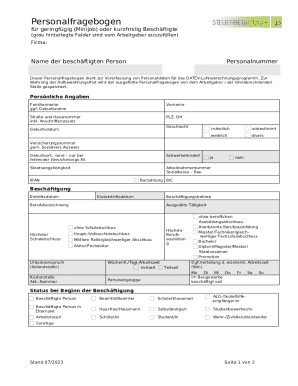 German Minijob Employment Form