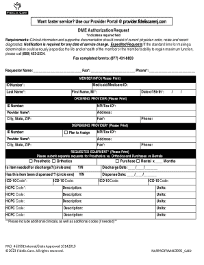 DME Authorization Request Form