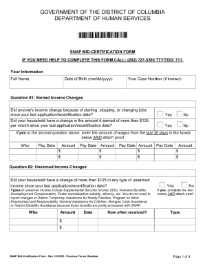 SNAP Mid-Certification Form