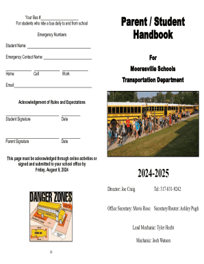 Mooresville Schools Bus Emergency Contact Form