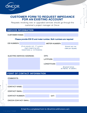 Customer Form to Request Impedance