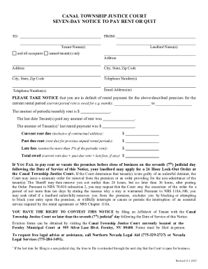 Seven-Day Notice to Pay Rent or Quit