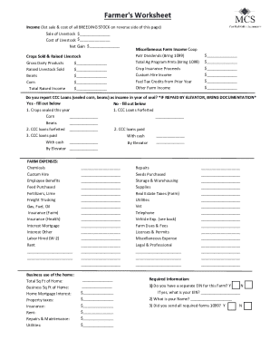 Farmer's Worksheet