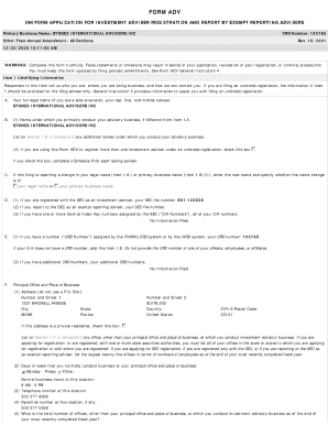 Form ADV Investment Adviser Registration