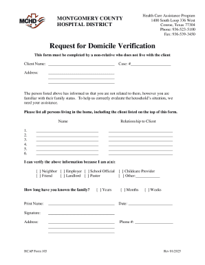 Montgomery County Domicile Verification Form