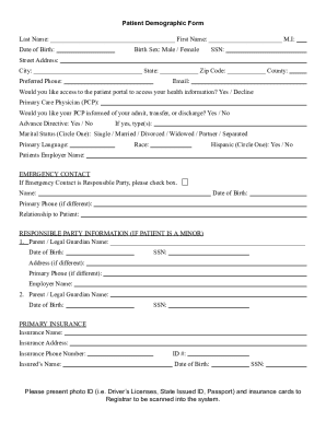Patient Demographic Form