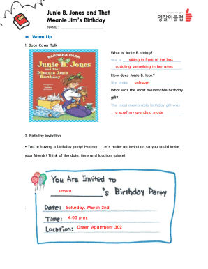 Junie B. Jones Birthday Party Invitation Template