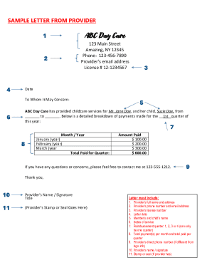 Childcare Payment Reimbursement Letter