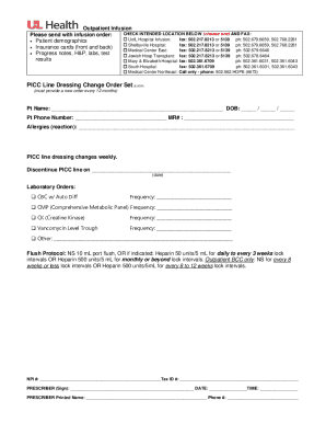 Outpatient Infusion Order Form