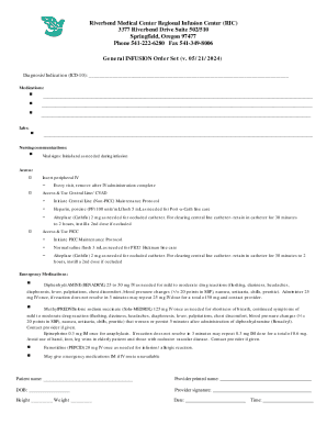 General Infusion Order Set