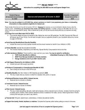 2025-2026 Income and Expense Budget Form