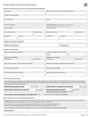 NSW Relationship Certificate Application