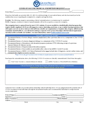 COVID-19 Vaccine Medical Exemption Request