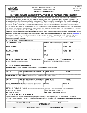 Kentucky Ignition Interlock Device Removal Request