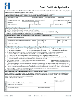 Minnesota Death Certificate Application
