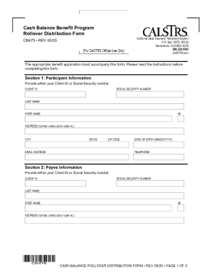 Cash Balance Benefit Program Rollover Distribution Form