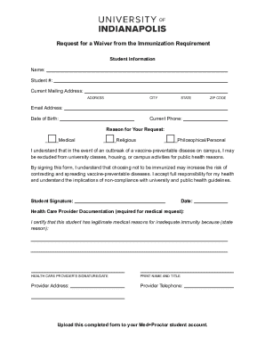 Request for a Waiver from the Immunization Requirement