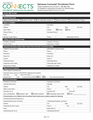 Dalvance Connects Enrollment Form