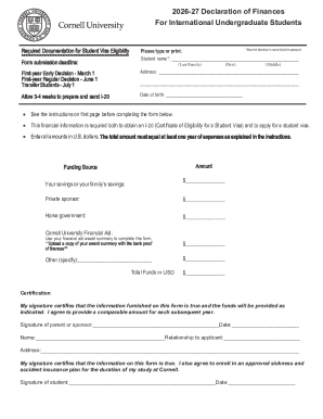 2026-27 Declaration of Finances