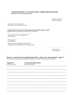 Order for Document Copies