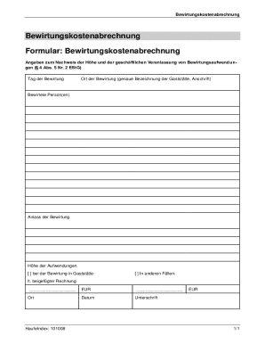Bewirtungskostenabrechnung Form