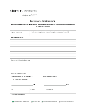 German Business Entertainment Expense Report