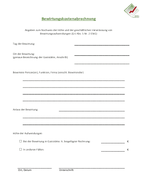 Bewirtungskostenabrechnung Form