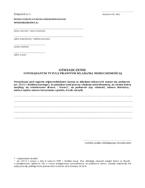 Oświadczenie o posiadanym tytule prawym władania nieruchomością