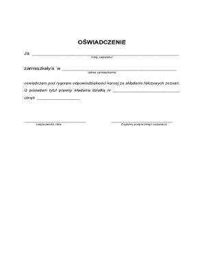 Oświadczenie O Prawie Własności Działki