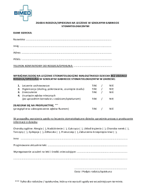 Parental Consent for Dental Treatment in School