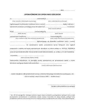 Child Care Authorization Form