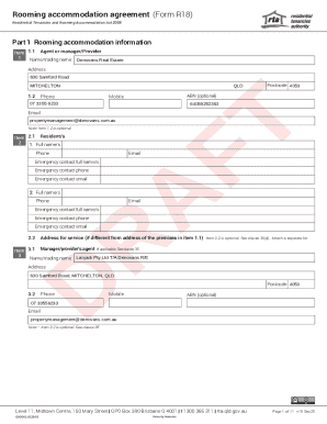 Rooming Accommodation Agreement Form R18