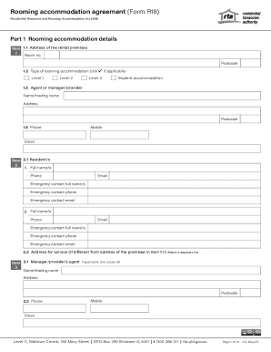 Rooming Accommodation Agreement (Form R18)