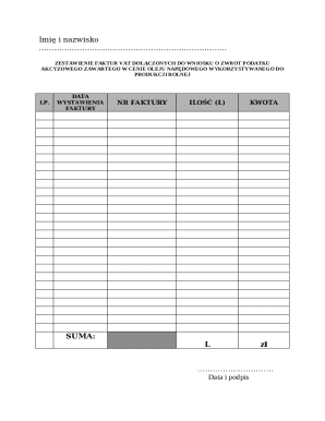 VAT Invoice Summary for Fuel Oil Tax Refund