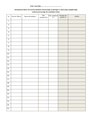 Polish Agricultural Fuel Oil Tax Reclaim Form