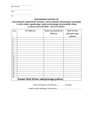 Polish VAT Invoice Summary for Agricultural Fuel