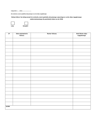 VAT Invoice List for Agricultural Fuel Tax Refund