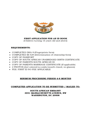 South African ID Book First Application