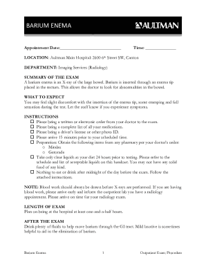 Barium Enema Preparation Instructions