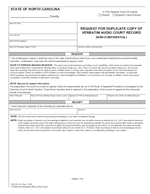 North Carolina Duplicate Court Record Request