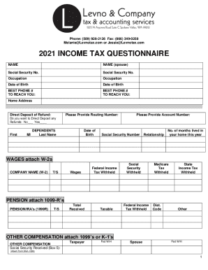 2021 Income Tax Questionnaire