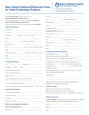 New Patient Referral for Fetal Cardiology Program