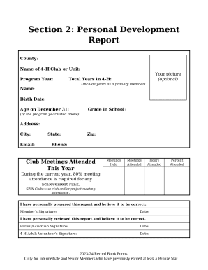 4-H Star Rank Achievement Report