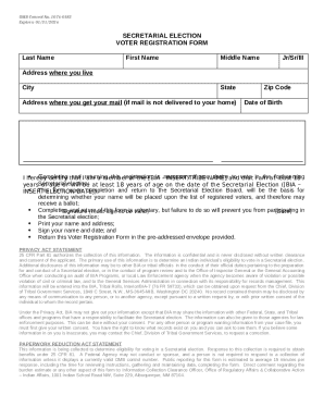 Secretarial Election Voter Registration Form
