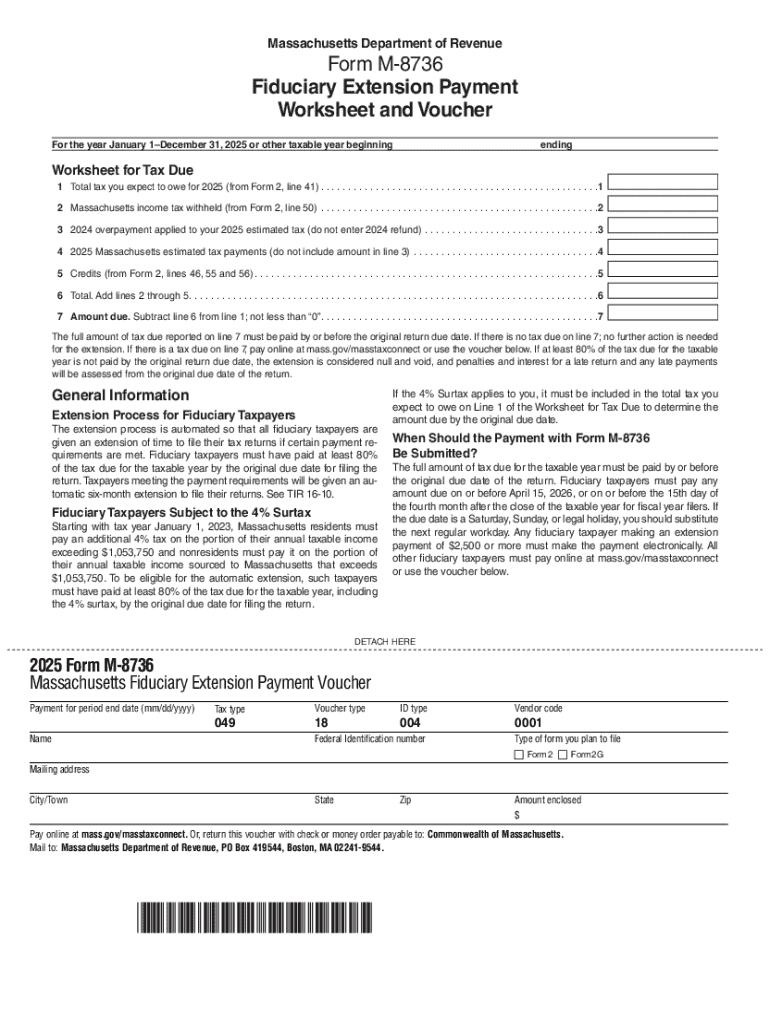 Form M-8736 Application for Extension of Time to File Preview on Page 1