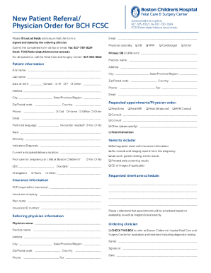 Boston Children's Hospital Patient Referral Form
