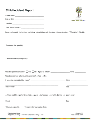 Child Incident Report